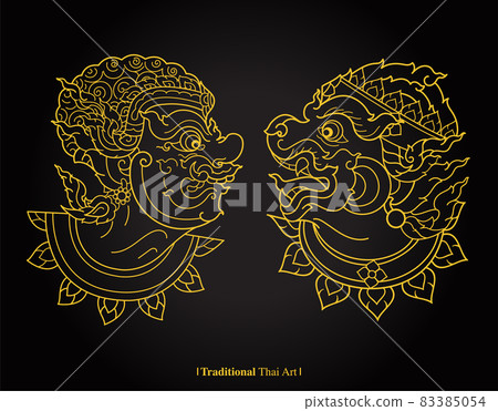 Traditional Thai Art, painting vector black background 83385054