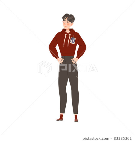 Man Fashion Model Posing at Haute Couture Show Vector Illustration Man Fashion Model Posing at Haute Couture Show Vector Illustration 83385361