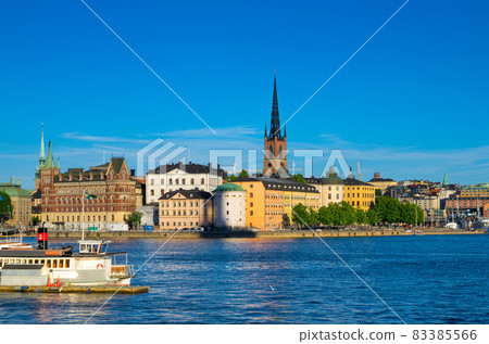 Riddarholmen island with Riddarholm Church spires, Stockholm, Sweden Riddarholmen island with Riddarholm Church spires, Stockholm, Sweden 83385566