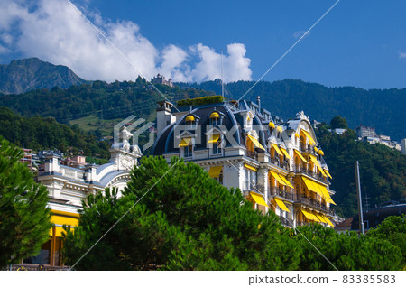 Beautiful white multi-storey building, Switzerland Beautiful white multi-storey building, Switzerland 83385583