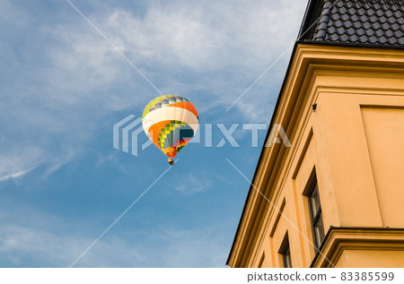Colorful hot air balloon in blue sky, Stockholm, Sweden 83385599