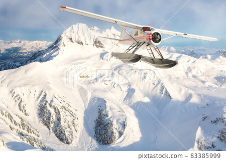 Adventure Composite Image of 3D Rendering Seaplane flying over Canadian Rocky Mountains Adventure Composite Image of 3D Rendering Seaplane flying over Canadian Rocky Mountains 83385999