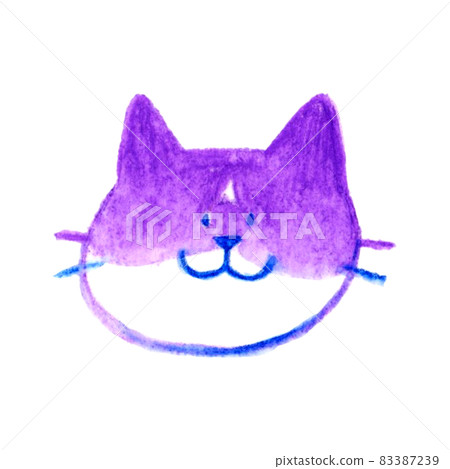 Cute cat face (Hachiware cat) Hand-drawn watercolor illustration Cute cat face (Hachiware cat) Hand-drawn watercolor illustration 83387239