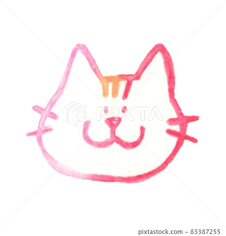 Cute and relaxed cat face (tabby cat) hand-drawn watercolor illustration Cute and relaxed cat face (tabby cat) hand-drawn watercolor illustration 83387255