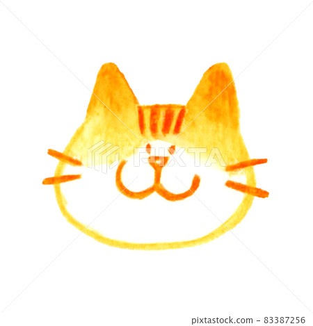 Cute and relaxed cat face (tabby cat) hand-drawn watercolor illustration Cute and relaxed cat face (tabby cat) hand-drawn watercolor illustration 83387256