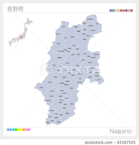 長野縣、長野、市町村地圖 83387585