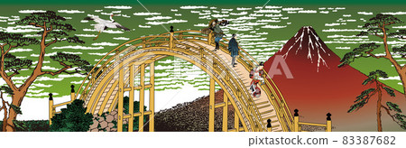 Green triumphal clear morning & pine & bridge 83387682