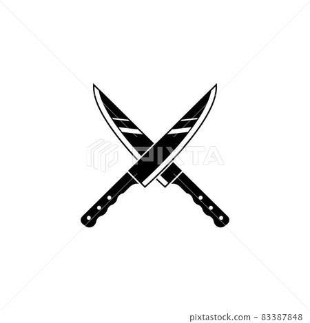 crossed kitchen knife or blade vector icon illustration design template 83387848