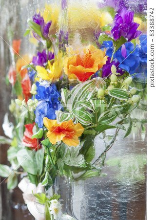 節日鮮花、清爽感、花束、冰塊、冰花、攤位、集市、神社 83388742