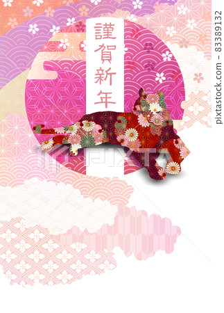 Tiger New Year's card Japanese pattern background Tiger New Year's card Japanese pattern background 83389132