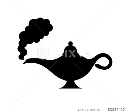 Lamp aladdin magic vector icon smoke. Aladin genie lamp bottle wish cartoon illustration 83389432