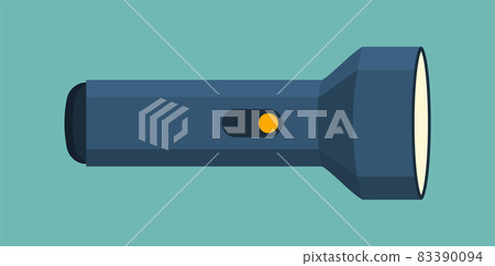 Flashlight torch hand illustration. Pocket vector light lamp lantern design torch 83390094