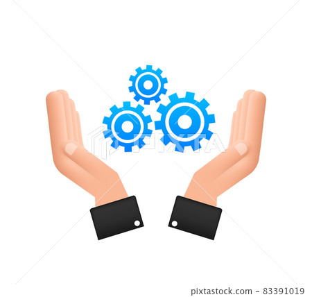 System software update or upgrade concept with hands. Banner new update, Badge, sign. Vector illustration. System software update or upgrade concept with hands. Banner new update, Badge, sign. Vector illustration. 83391019