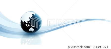 A futuristic image of the earth and curves centered on East Asia and Oceania on a white background. 83391071