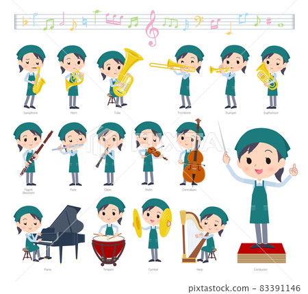 Supermarket clerk female set on classical music performance 83391146