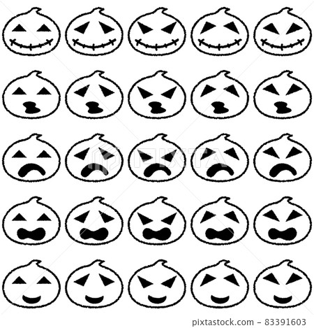 手繪風格插畫合集，結合了可用於萬聖節2的簡單鬼魂的各種面部表情 83391603