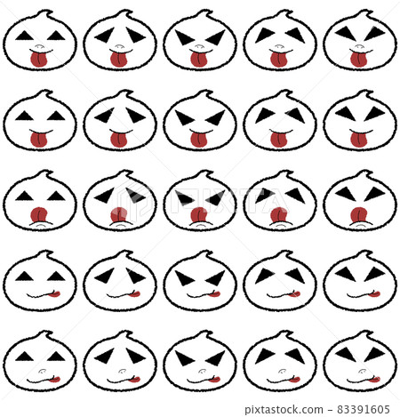 一組手繪風格的插圖，結合了可用於萬聖節 4 的簡單鬼魂的各種面部表情 83391605