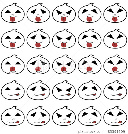 插圖集 4 結合了可用於萬聖節的簡單鬼魂的各種面部表情 83391609