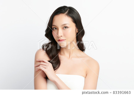 Beautiful young asian woman with clean fresh skin on white background, Face care, Facial treatment, Beautiful young asian woman with clean fresh skin on white background, Face care, Facial treatment, 83391663