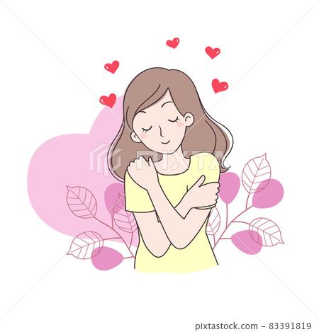 Girl hugging herself Girl hugging herself 83391819