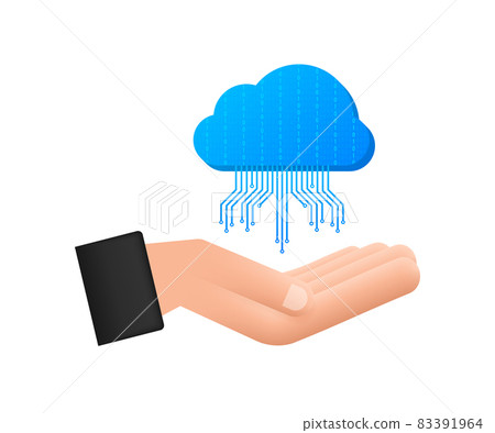 FTP file transfer icon on hands. FTP technology icon. Transfer data to server. Vector illustration. FTP file transfer icon on hands. FTP technology icon. Transfer data to server. Vector illustration. 83391964