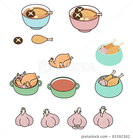 各種款式的大蒜和雞肉湯 83392302