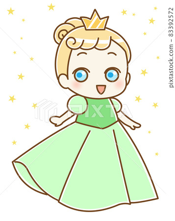 沒有漸變的可愛公主綠色面對閃閃發光的背景 83392572