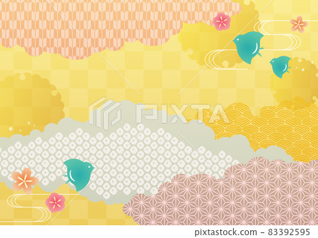黃色日本圖案背景 83392595
