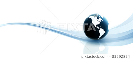 A futuristic image of the earth and curves centered on the Americas on a white background. A futuristic image of the earth and curves centered on the Americas on a white background. 83392854