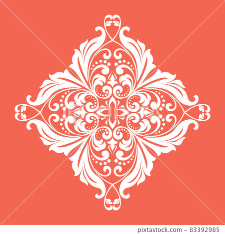 Damask graphic ornament. Floral design element. Pink and white pattern 83392985