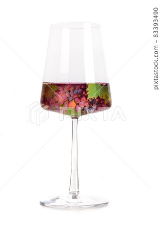 Wine concept. Vineyard in a power glass collage, isolated on a white background 83393490