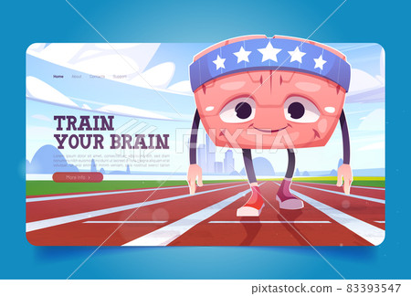 Train brain banner with cute runner character Train brain banner with cute runner character 83393547