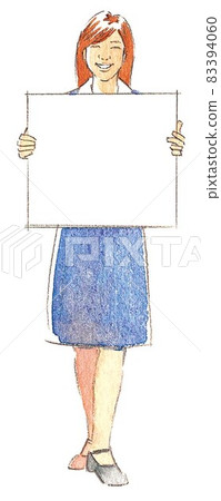 白色面板 3 的女人 83394060