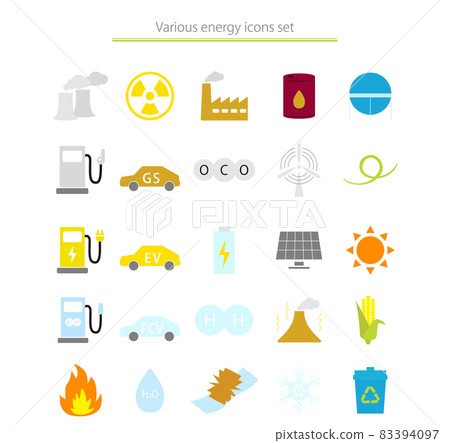 各種新舊能量的插圖圖標集 各種新舊能量的插圖圖標集 83394097