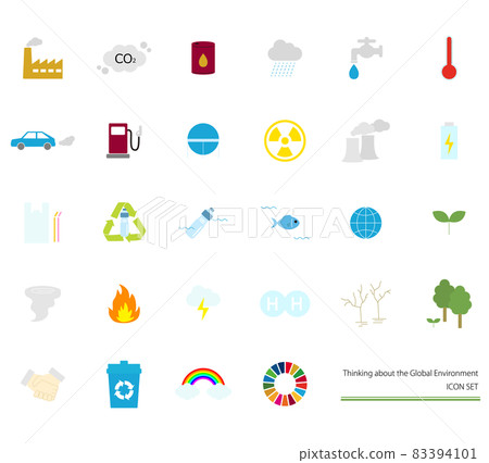 Illustration icon set to think about environmental issues Illustration icon set to think about environmental issues 83394101