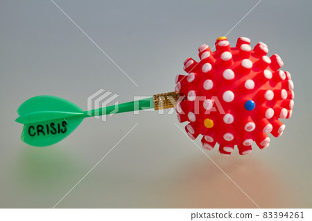 Dart arrow in the coronavirus ball model. Dart arrow in the coronavirus ball model. 83394261