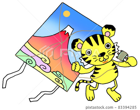 老虎新年賀卡設計，放風箏 83394285