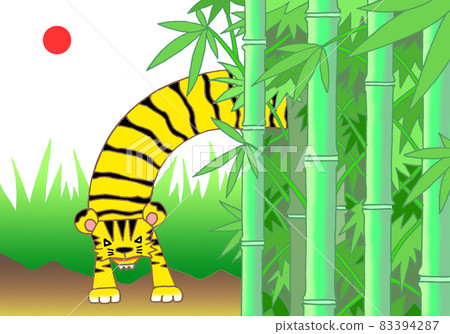 Tora New Year's card design, bamboo grove Tora New Year's card design, bamboo grove 83394287