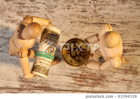 Concept of cryptocurrency exchange for real money. 83394339