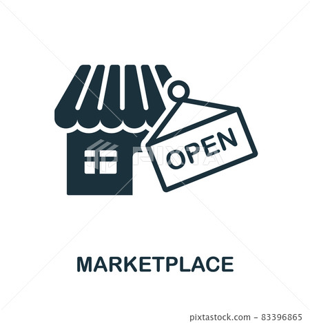 Marketplace icon. Monochrome sign from market economy collection. Creative Marketplace icon illustration for web design, infographics and more Marketplace icon. Monochrome sign from market economy collection. Creative Marketplace icon illustration for web design, infographics and more 83396865