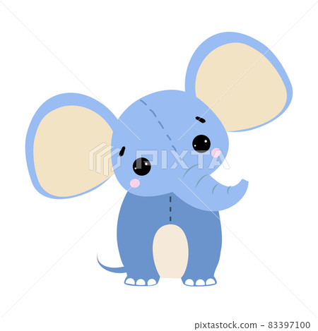 Fluffy Blue Elephant with Trunk as Kids Toy Vector Illustration 83397100