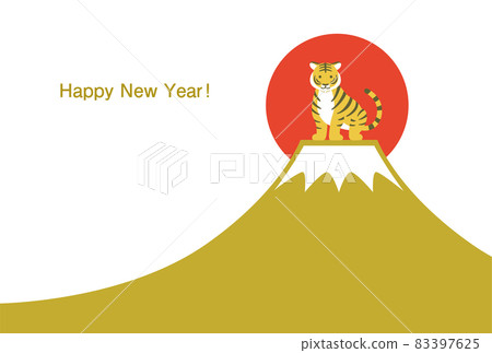 New Year's card Tiger year and Mt. Fuji template 83397625