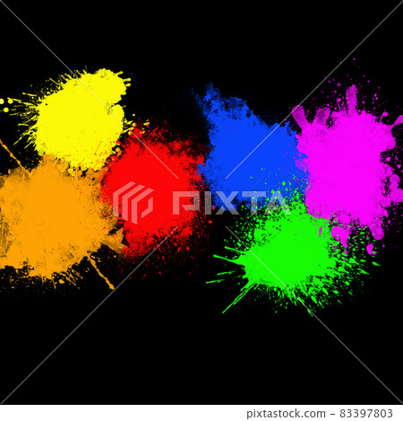 Colorful brush marks on a black background Background material Red, yellow, purple, green, pink, orange Colorful brush marks on a black background Background material Red, yellow, purple, green, pink, orange 83397803