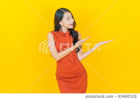Portrait beautiful young asian woman smile with action Portrait beautiful young asian woman smile with action 83400328