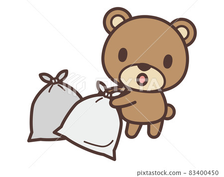 A cute bear character who takes out the trash Stock Illustration