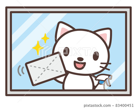 A cute cat character wiping the window 83400451
