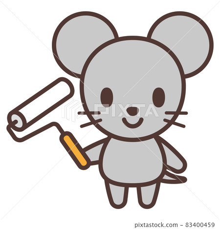帶膠帶的可愛老鼠角色（滾動） 83400459