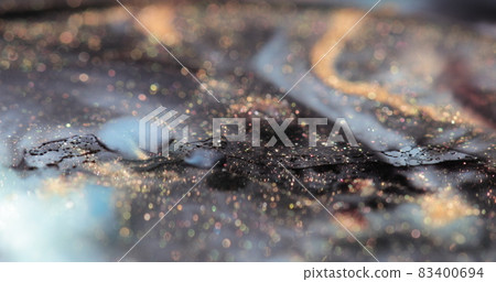 Beautiful acrylic color abstract background. Colored marble mixed ink abstraction. 83400694