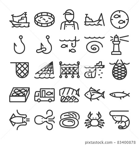 Fishery fishery icon set Fishery fishery icon set 83400878