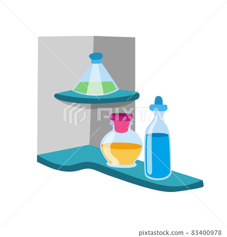 Laboratory glass flask and test tube with blue,... - Stock Illustration ...